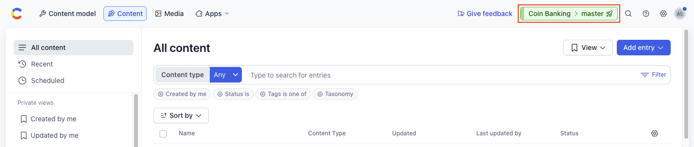Environment switcher